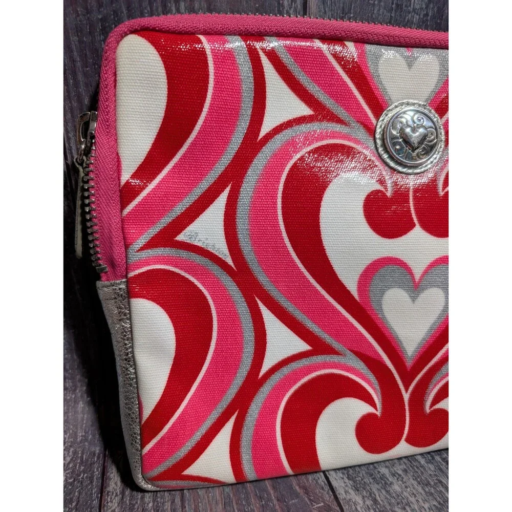 Brighton Padded Zip Top iPad Tablet Case Cover Twirly Hearts Pink Red White